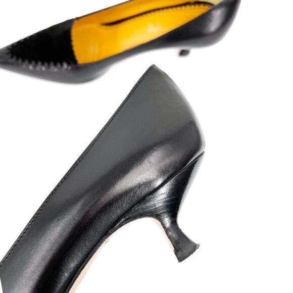 Lambertson Truex ALICE Black Kitten Heel Leather and Suede Pumps size 38 1/2 - Picture 11 of 12